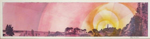 Mendocino Sunset by Charles Marchant Stevenson (1962). Watermedia (10" x 40").