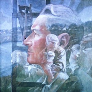 Mendocino Shepherd: Portrait of Thorkild Thompson by Charles Marchant Stevenson. Acrylic on canvas (36" x 36"). SKU: CS196705