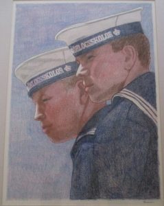 Student Sailors, Royal Danish Navy by Charles Marchant Stevenson (c.1967). Crayon on paper. CS196710