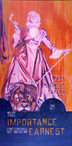 Charles Marchant Stevenson paints Mary Linley Taylor as Lady Augusta Bracknell in the 1968 Mendocino production of The Importance of Being Earnest. Acrylic on canvas. (72" x 30"). SKU: CS196815