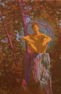 Tony in the Wood: Portrait of Tony Wood by Charles Marchant Stevenson (1970). Serigraph, edition of 36. SKU: CS197040