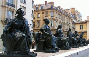 The Continents in the courtyard of the musée d'Orsay (left to right): l'Europe by Alexandre Schœnewerk, l'Asie (Alexandre Falguière), l'Afrique by Eugène Delaplanche, l'Amérique du Nord by Ernest Eugène Hiolle, l'Amérique du Sud by Aimé Millet, and l'Océanie (Australia) by Mathurin Moreau. Photo: Kirsten Steen