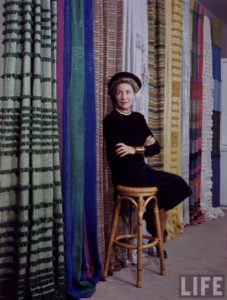 Dorothy Liebes with some of her textiles. Photo: Charles E. Steinheimer, LIFE Magazine (1947).