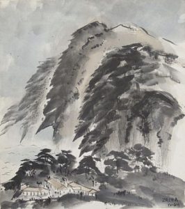 Asian Landscape (1964). Ink wash drawing by William Zacha. WZ196410