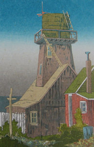 February, Mendocino (1978). Serigraph by Bill Zacha, artwork used on the Edmeades Vineyards Rain Wine label. WZ197801