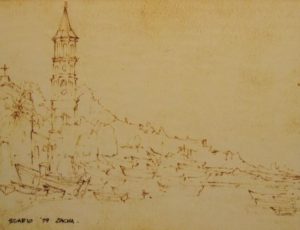 Scario, Campanile, Chiesa dell' Immacolada (1979). Drawing by Bill Zacha. WZ197921